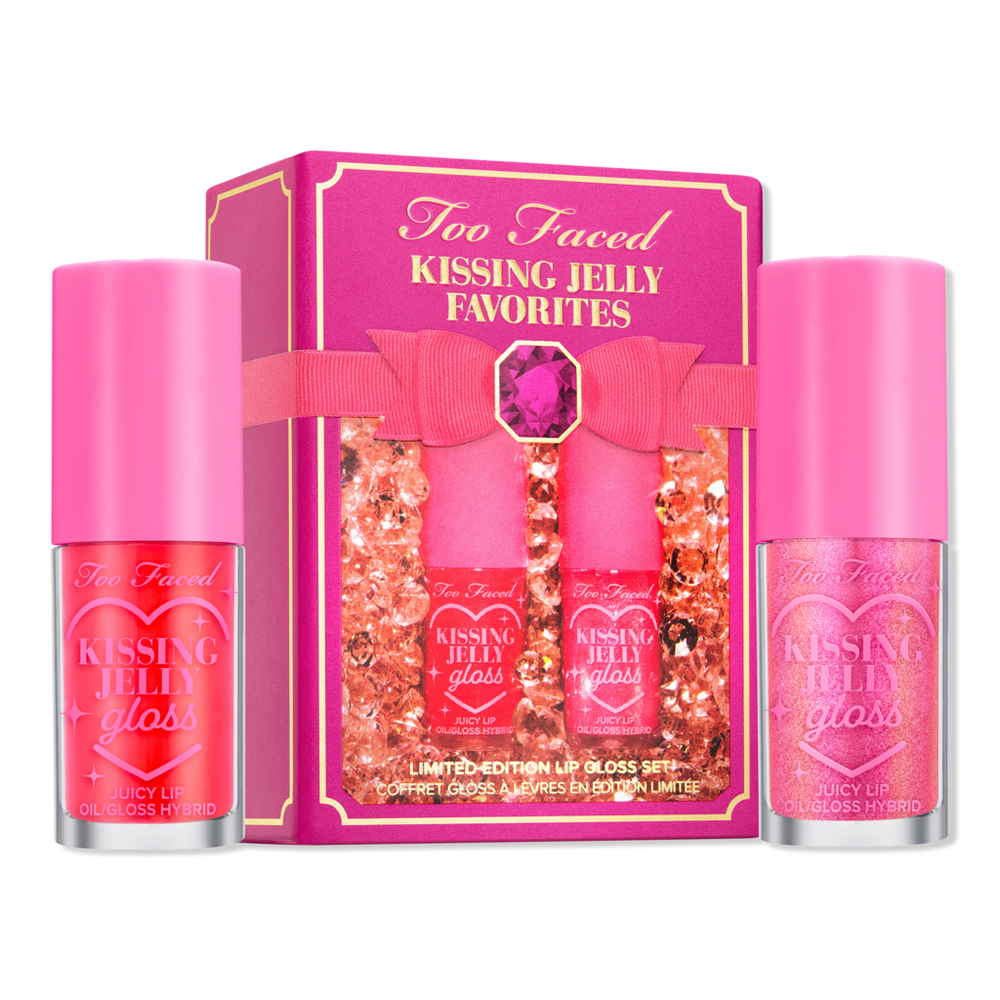 Too Faced Kissing Jelly Lip Oil Gloss: Perfect Pair Set (sour watermelon +bubblegum)