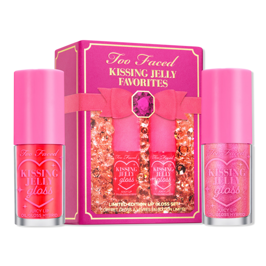 Too Faced Kissing Jelly Lip Oil Gloss: Perfect Pair Set (sour watermelon +bubblegum)
