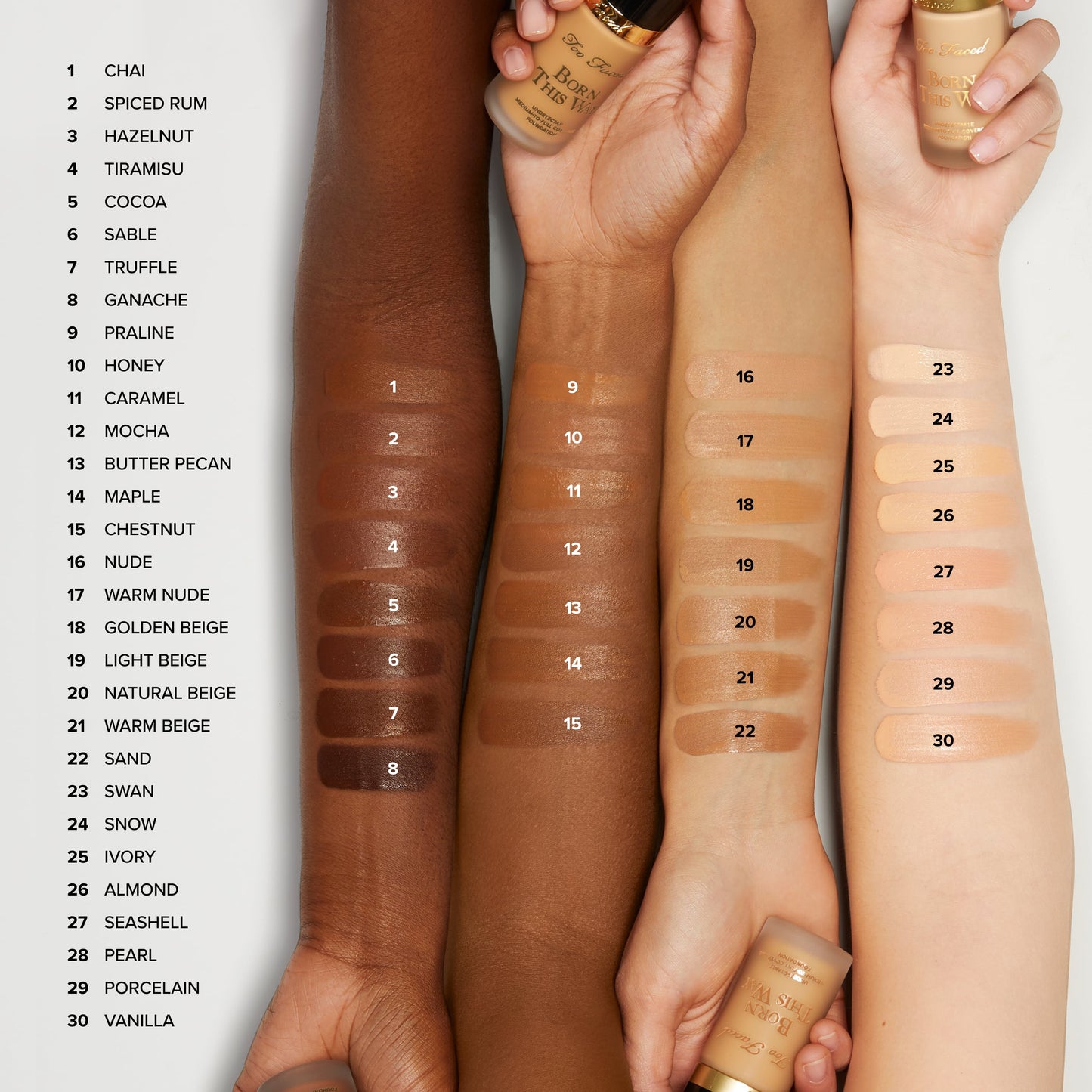 TOO FACED BORN THIS WAY UNDETECTABLE MEDIUM TO FULL COVERAGE FOUNDATION (SNOW)