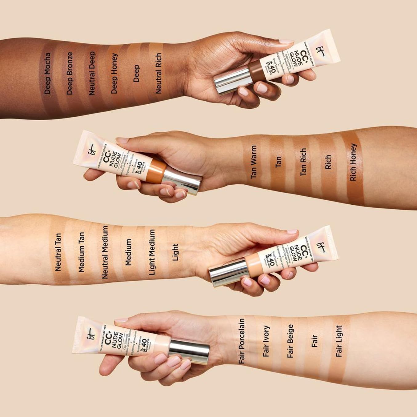 It Cosmetics Cc+ Nude Glow Lightweight Foundation + Glow Serum With Spf 40 (light)