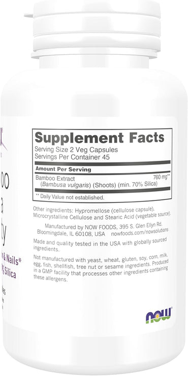 NOW SUPPELEMENTS BAMBOO SILICA BEAUTY VEG CAPSULES