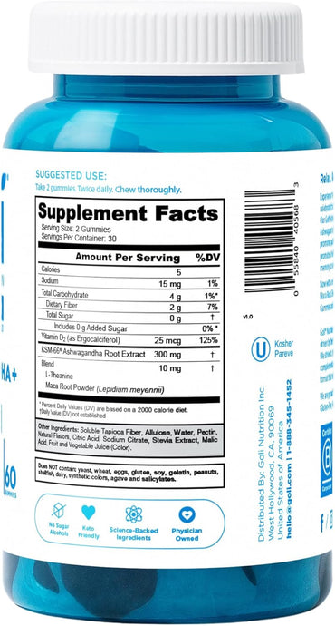 GOLI NUTRITION ZERO SUGAR ASHWAGANDHA GUMMIES