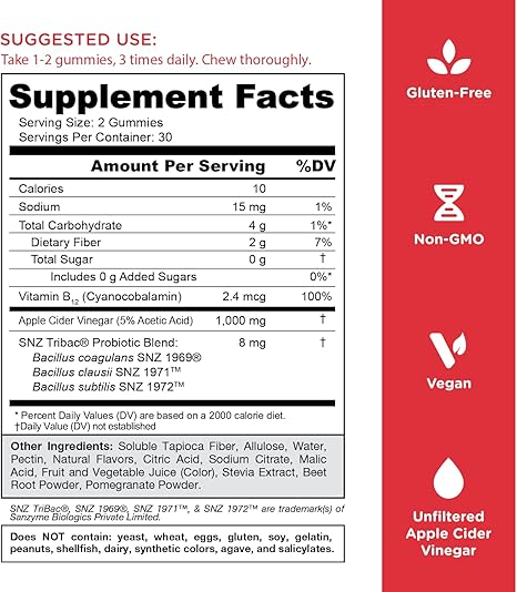 GOLI NUTRITION ZERO SUGAR APPLE CIDER VINEGAR GUMMIES