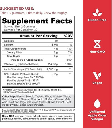 GOLI NUTRITION ZERO SUGAR APPLE CIDER VINEGAR GUMMIES