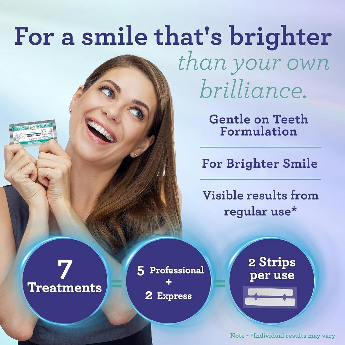 GURUNANDA TEETH WHITENING STRIPS - 7-DAY TREATMENT WITH NON-SLIP, DRY STRIP TECHNOLOGY