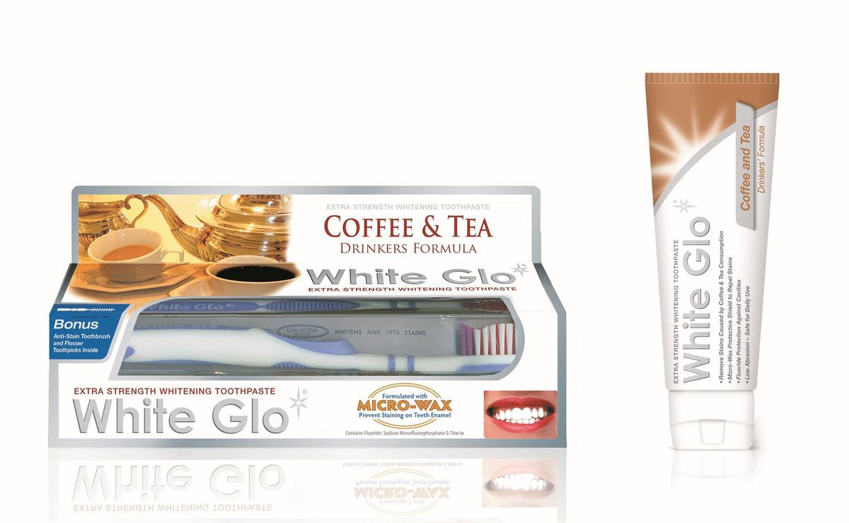 WHITE GLO COFFEE & TEA STAIN REMOVER FLORIDE ANTICAVITY TOOTHPASTE