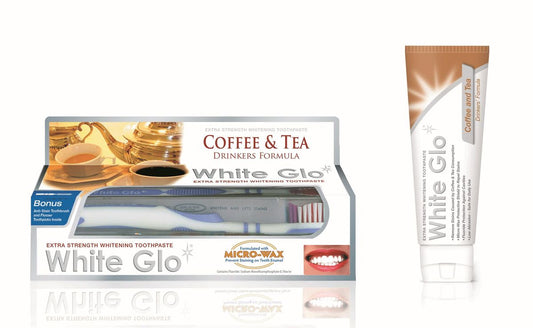 WHITE GLO COFFEE & TEA STAIN REMOVER FLORIDE ANTICAVITY TOOTHPASTE
