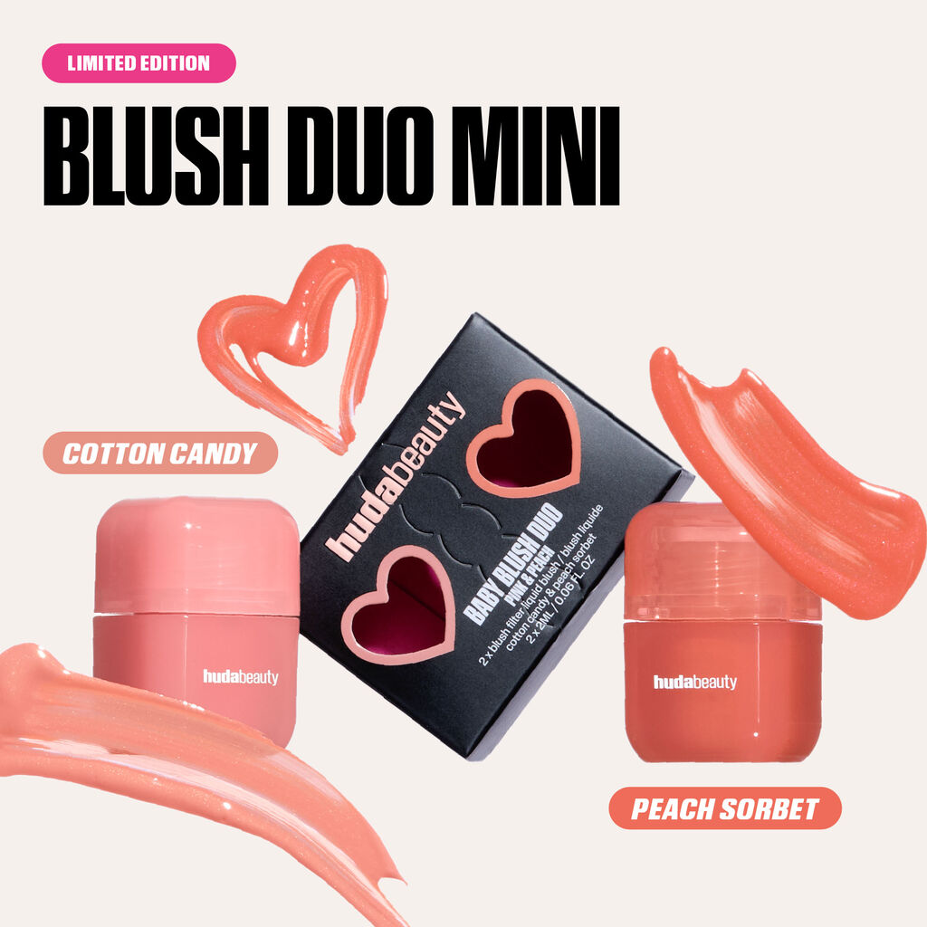 HUDA BEUTY MINI BABY BLUSH DUO SET (Cotton Candy and Peach Sorbet - baby pink / peachy tangerine)