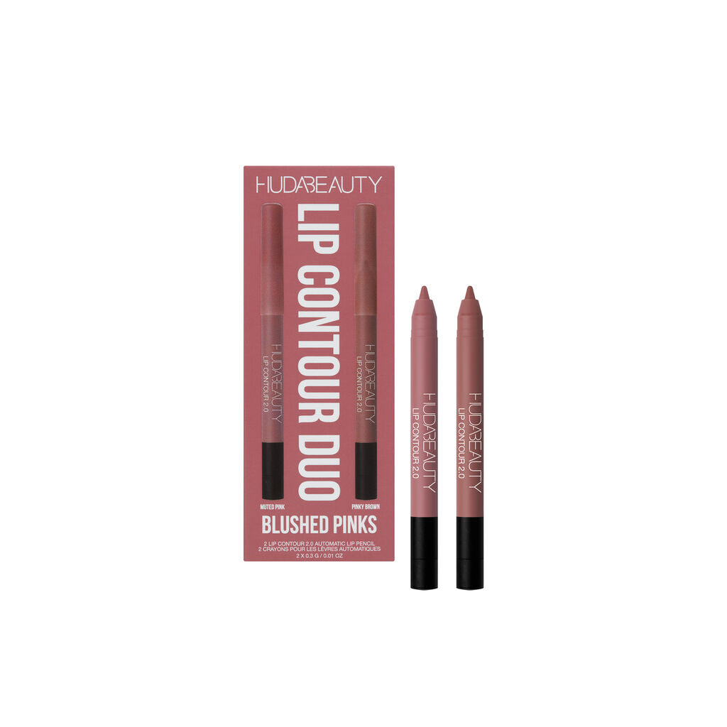 HUDA BEAUTY LIP CONTOUR DUO BLUSHED PINKS(MUTED PINK-PINKY BROWN)