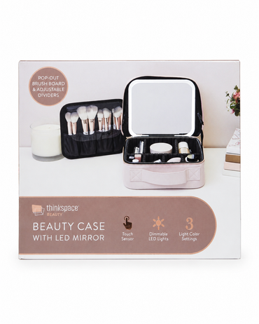 BEAUTY CASE WIH LEB MIRROR FOR MAKEUP STORAGE