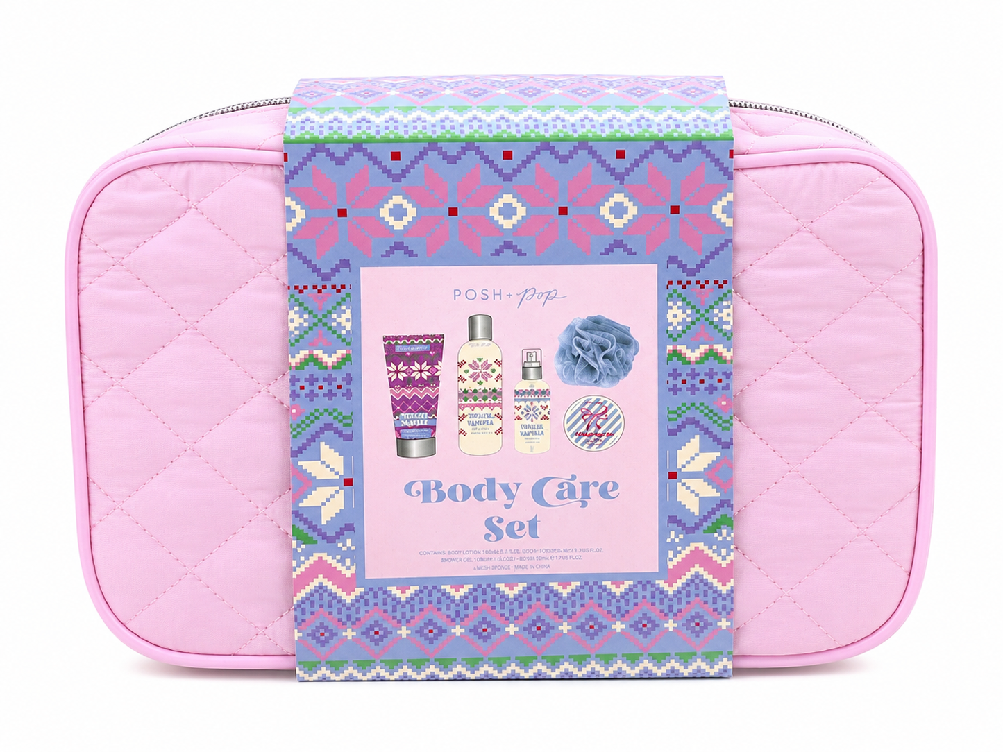 POSH+POP BODY CARE SET 4 FULL SIZE WITH LIGHT PINK BAG