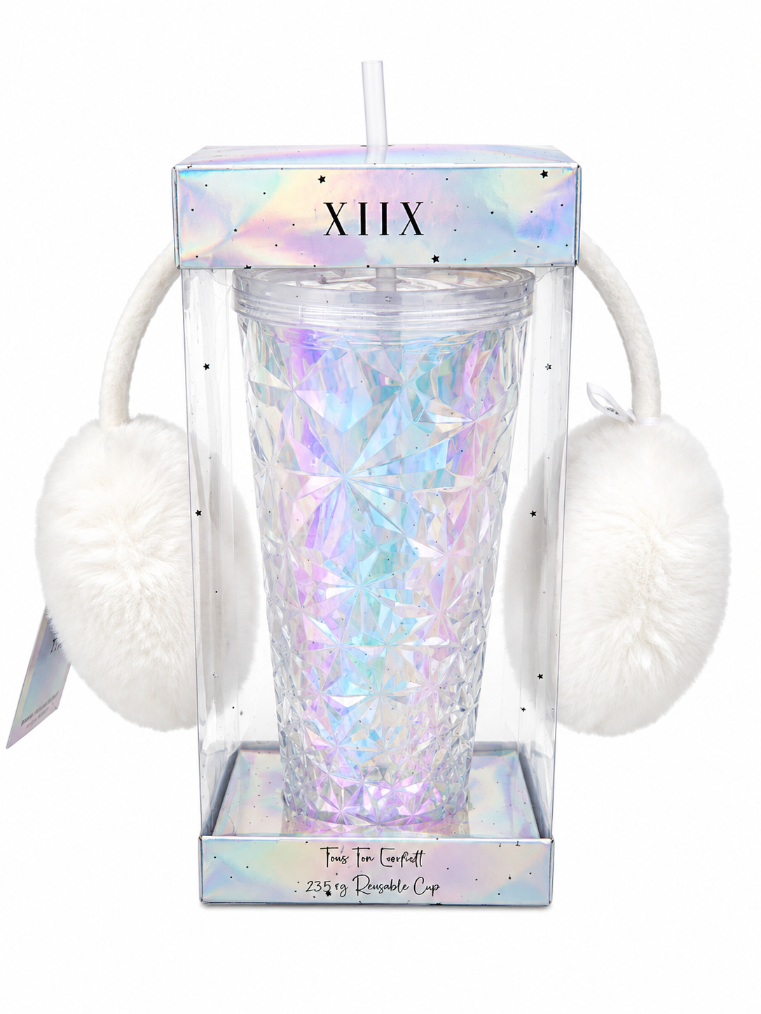 XIIX FAUX FUR EARNUFF + REUSABLE CUP