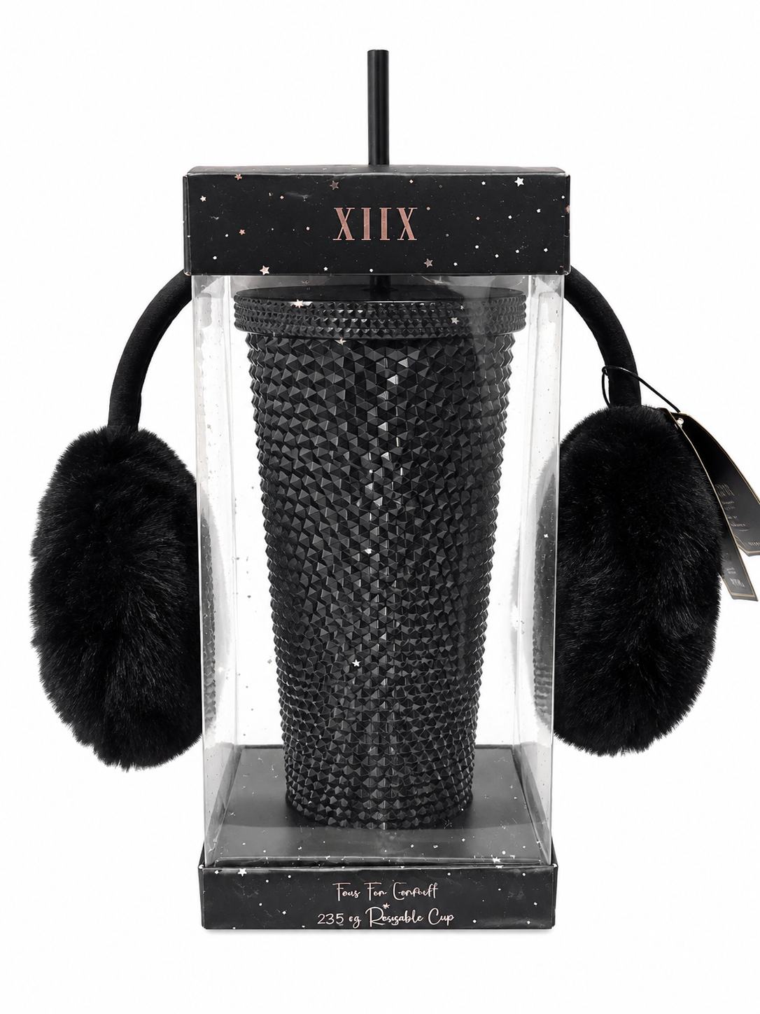 XIIX FAUX FUR EARNUFF + REUSABLE CUP