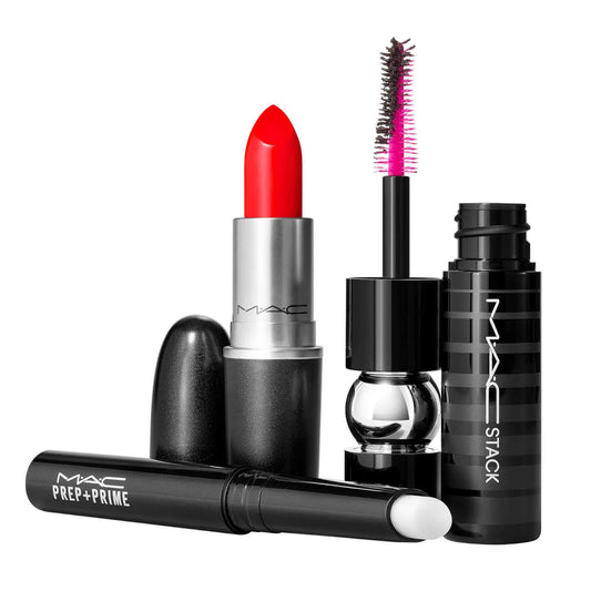 MAC COSMETICS LASHES TO LIPS KIT RED (LADY DANGER 607 + BLACK MASCARA )