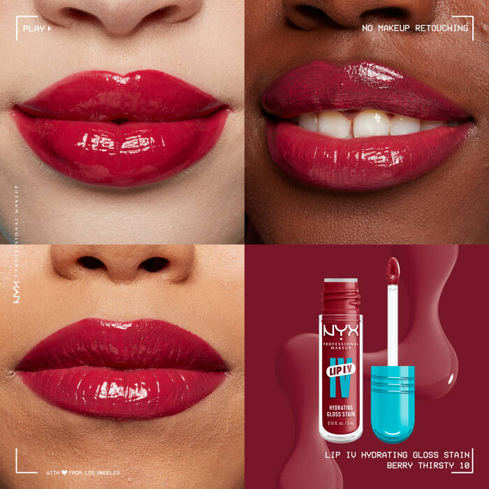 NYX PROFESSIONAL MAKEUP LIP I.V. HYDRATING LIP GLOSS STAIN (10 BERRYTHIRSTY)