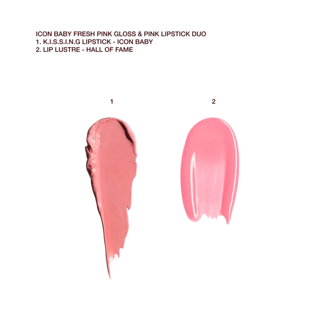 CHARLOTTE TILBURY ICON BABY FRESH PINK GLOSS AND PINK LIPSTICK DUO (ICON BABY/HALL OF FAME)