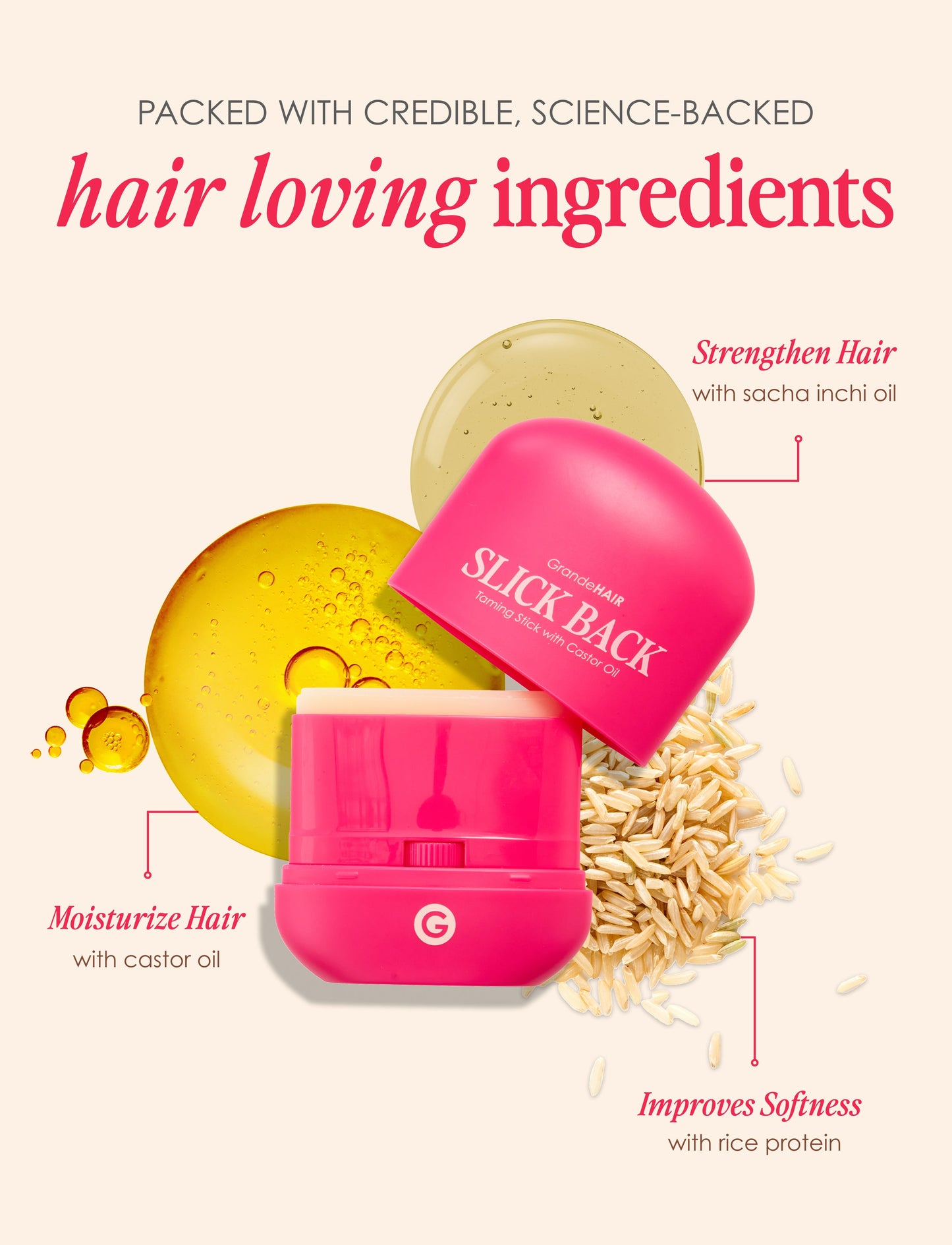 GRANDE COSMETICS GRANDEHAIR SLICK BACK TAMING STICK WITH CASTROL OIL