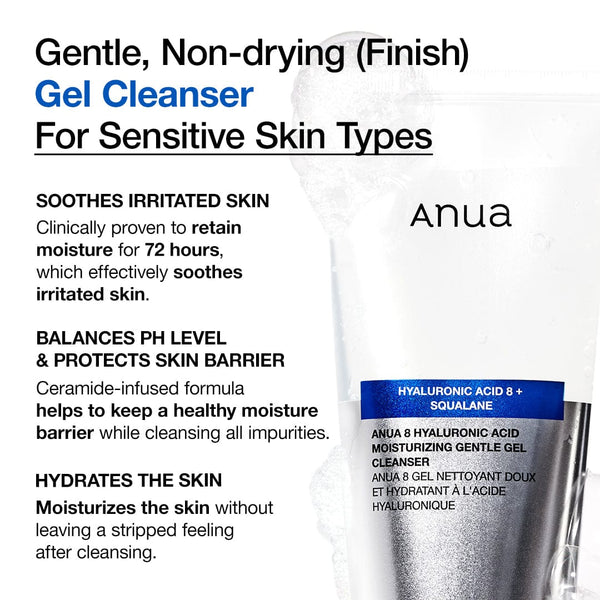 anua 8 Hyaluronic Acid Moisturizing Gentle Gel Cleanser