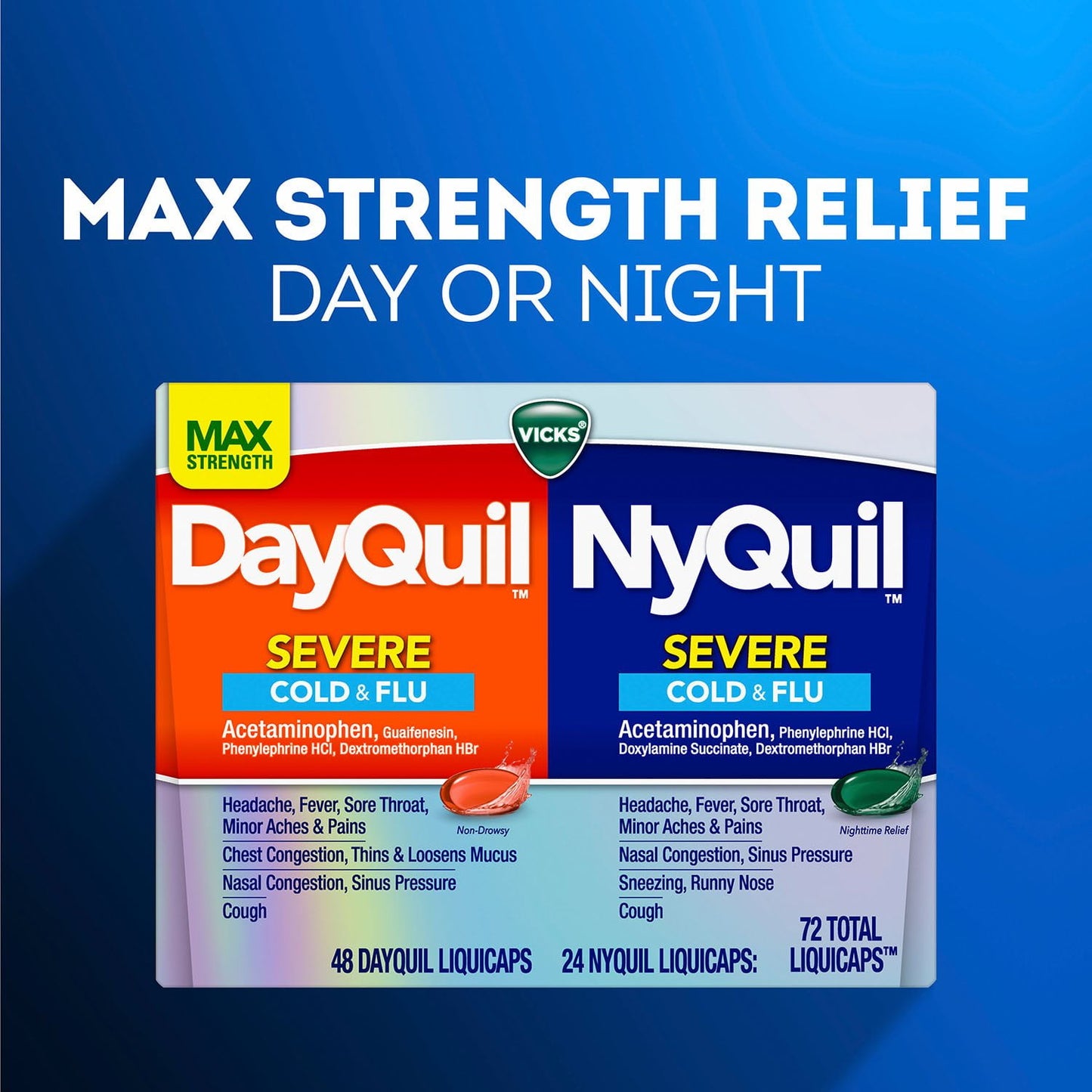VICKS DAYQUIL NYQUIL COLD & FLU (72 LIQUICAPS)