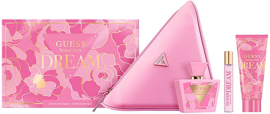 GUESS SEDUCTIVE DREAM KIT OF 3 PIECES + MAKEUP PINK BAG