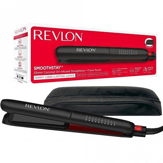 Revlon Pro Collection Smoothstay 25Mm Coconut Oil-Infused Straightener & Travel Pouch