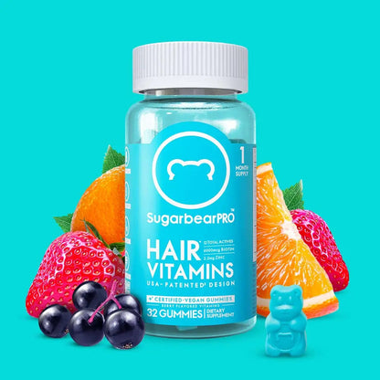 SUGAR BEAR PRO HAIR TAMIN HAIR VITAMIN ( 32 GUMMIES) 1 GYMMY PER DAY NEW FORMULA