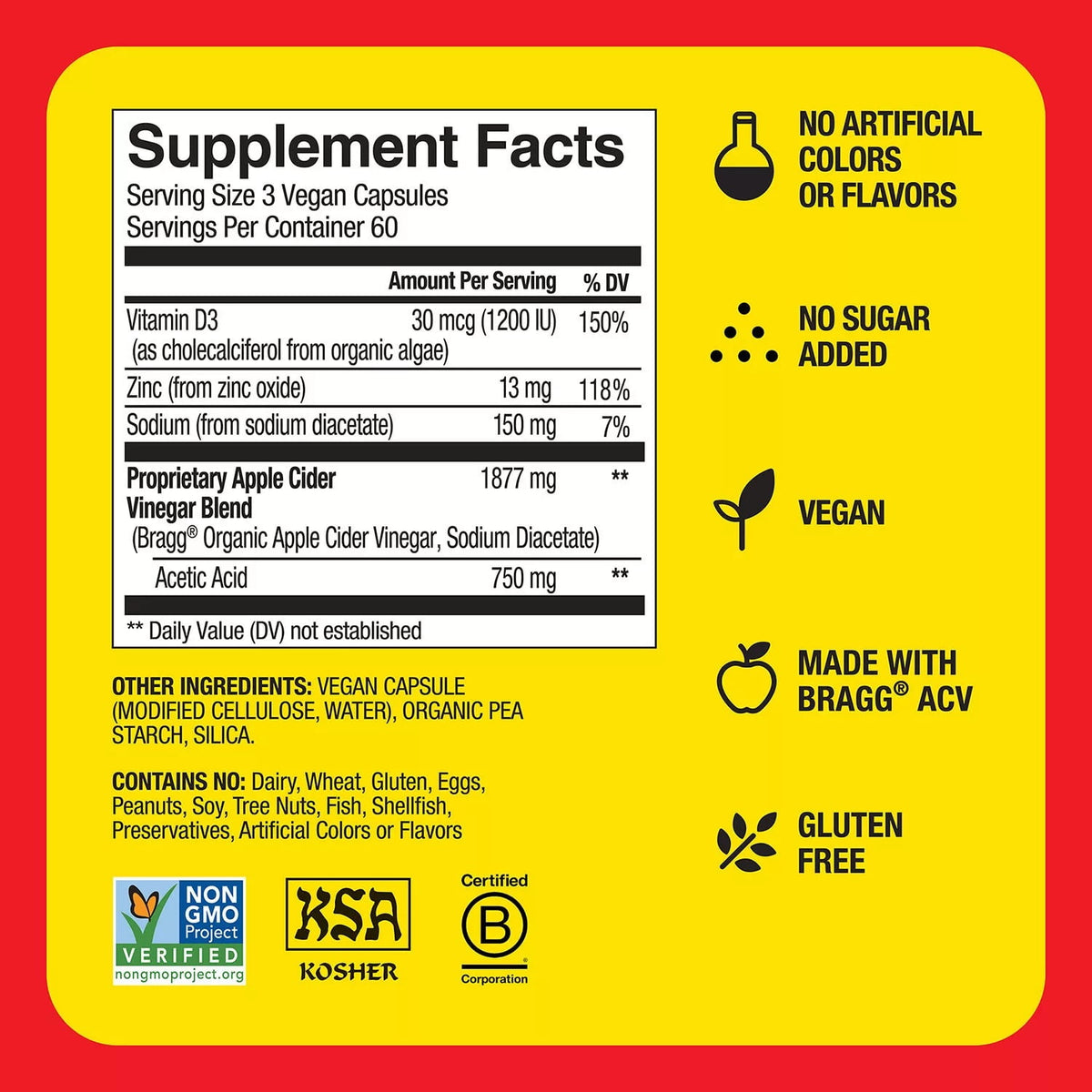 BRAGG APPLE CIDER VINEGAR 180 CAPSULES (IMPORTED FROM USA)