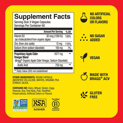 BRAGG APPLE CIDER VINEGAR 180 CAPSULES (IMPORTED FROM USA)