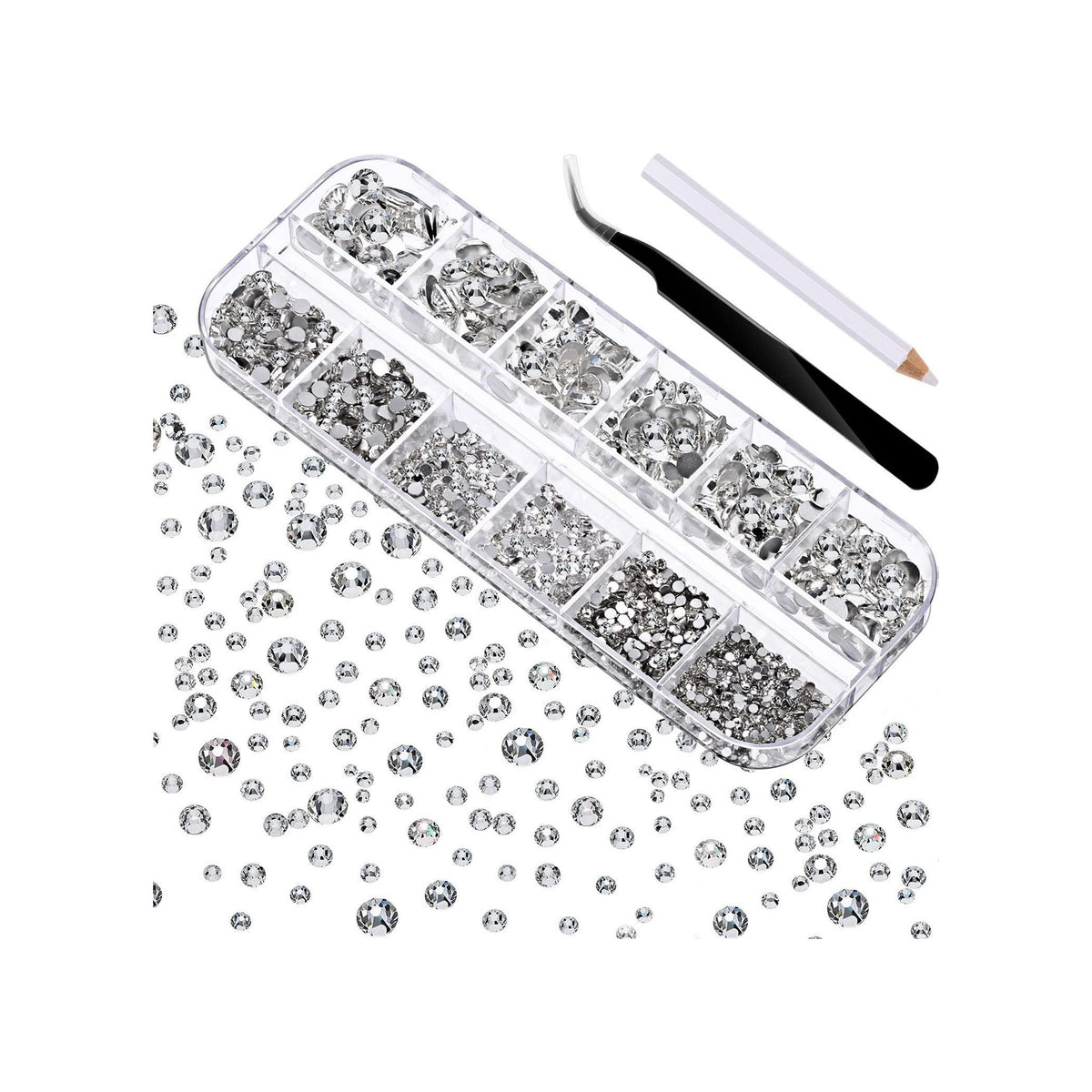 SNAPAHOLICSHOP Face Strass 2000 Pieces Flat Back Gems Rhinestones 6 Sizes