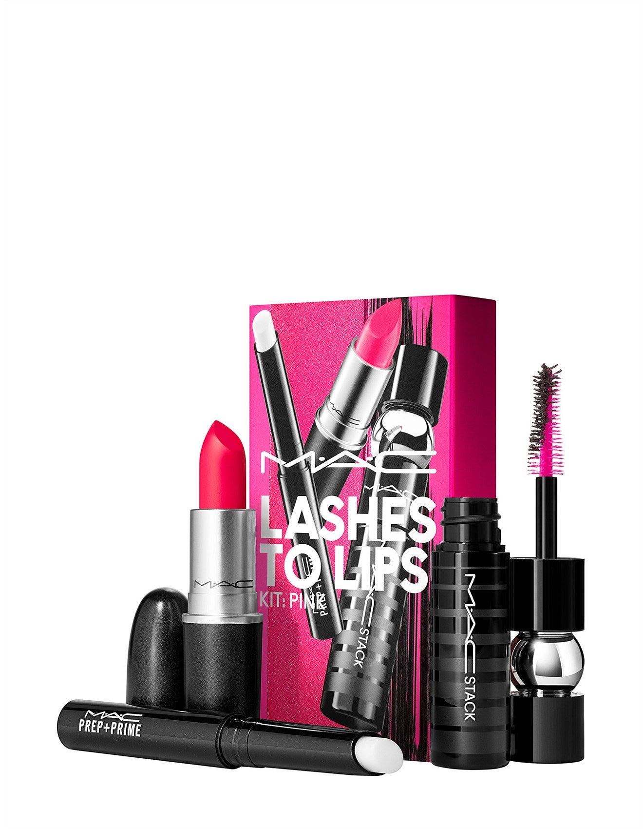 MAC COSMETICS LASHES TO LIPS KIT RED ( RELENTESSLY RED + BLACK MASCARA)