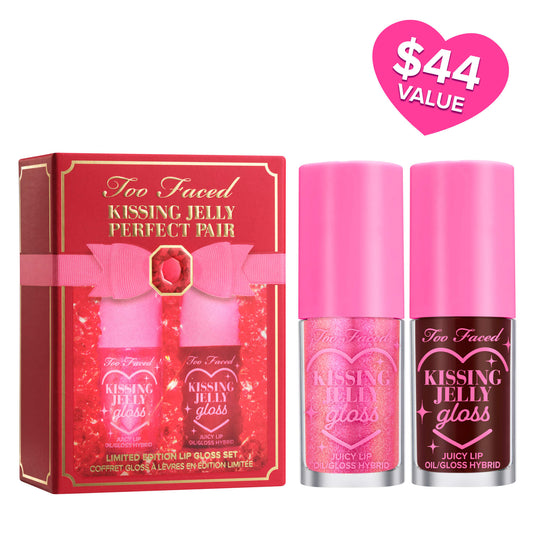 Too Faced Kissing Jelly Lip Oil Gloss: Perfect Pair Set (bubblegum +black cherry)