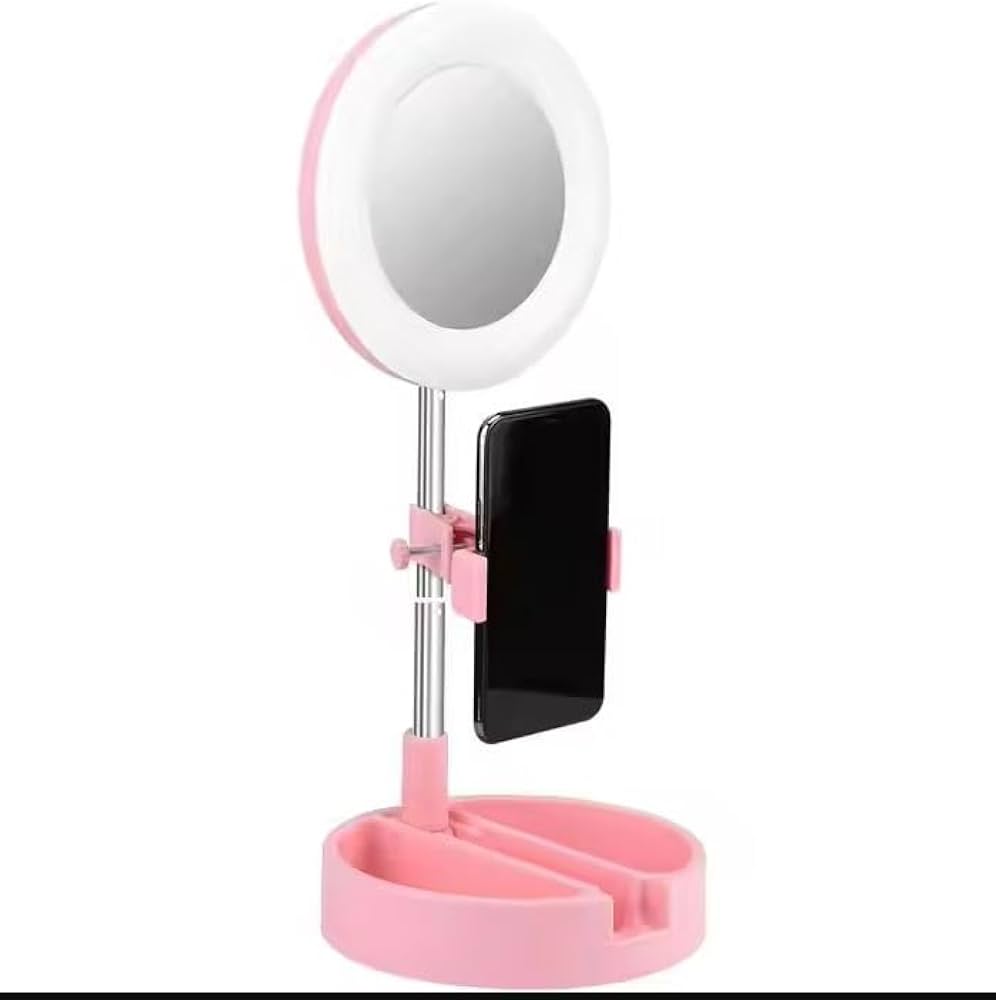 PACKED PARTY COLLAPSIBLE MIRROR WITH IPHONE HOLDER AND USB POWER CABLE