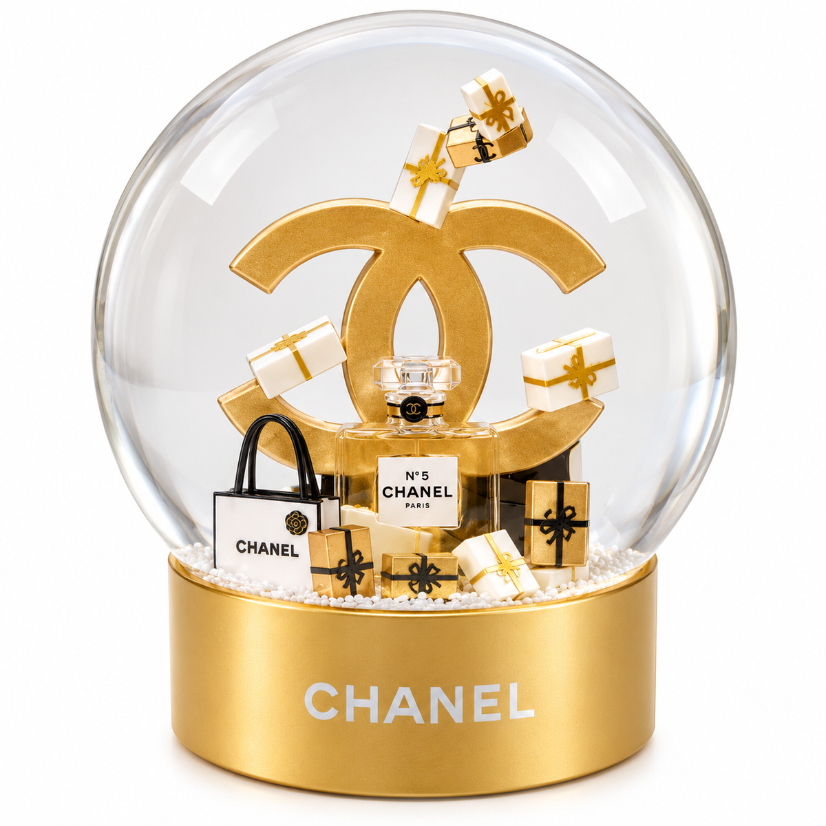 Chanel Luxury Bag N:5 Snow Globe Decorative Gift