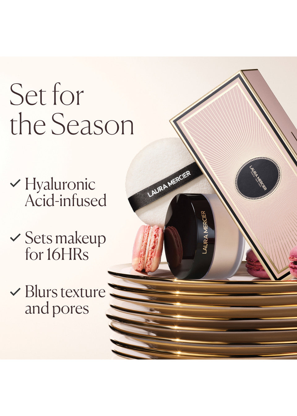 LAURA MERCIER SETTING POWDER + ROND PUFF (ULTRA-BLUR TRANSLUCENT)