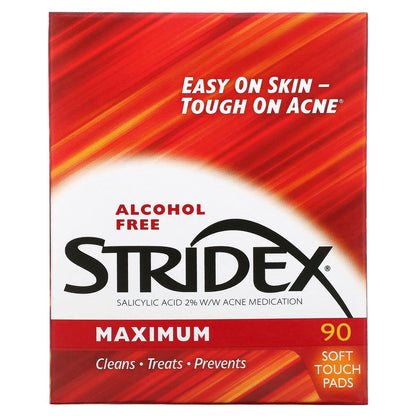 STRIDEX MAXIMUM ALCHOOL FREE 90 PADS (RED)