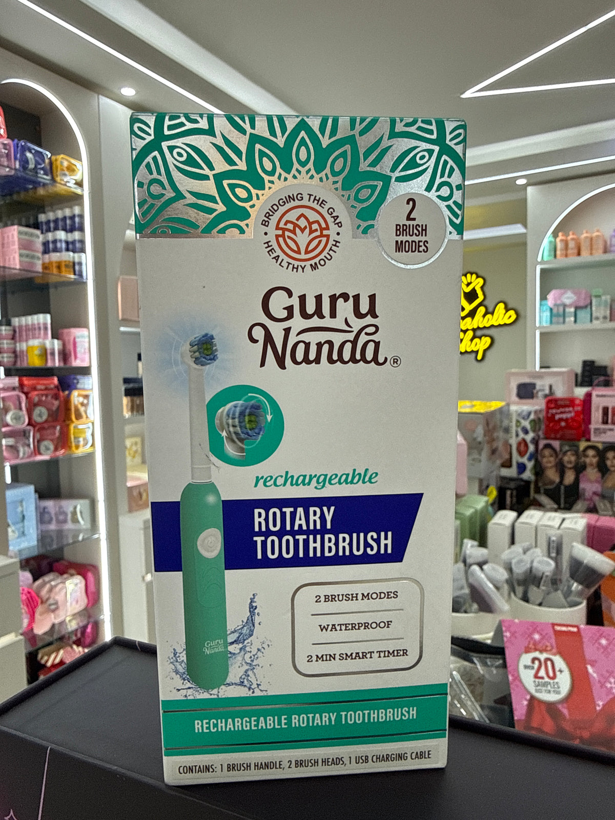 CURU NANDA RECHARGEABLE ROTARY TOOTHBRUSH WITH 2 BRUSH MODES + USB