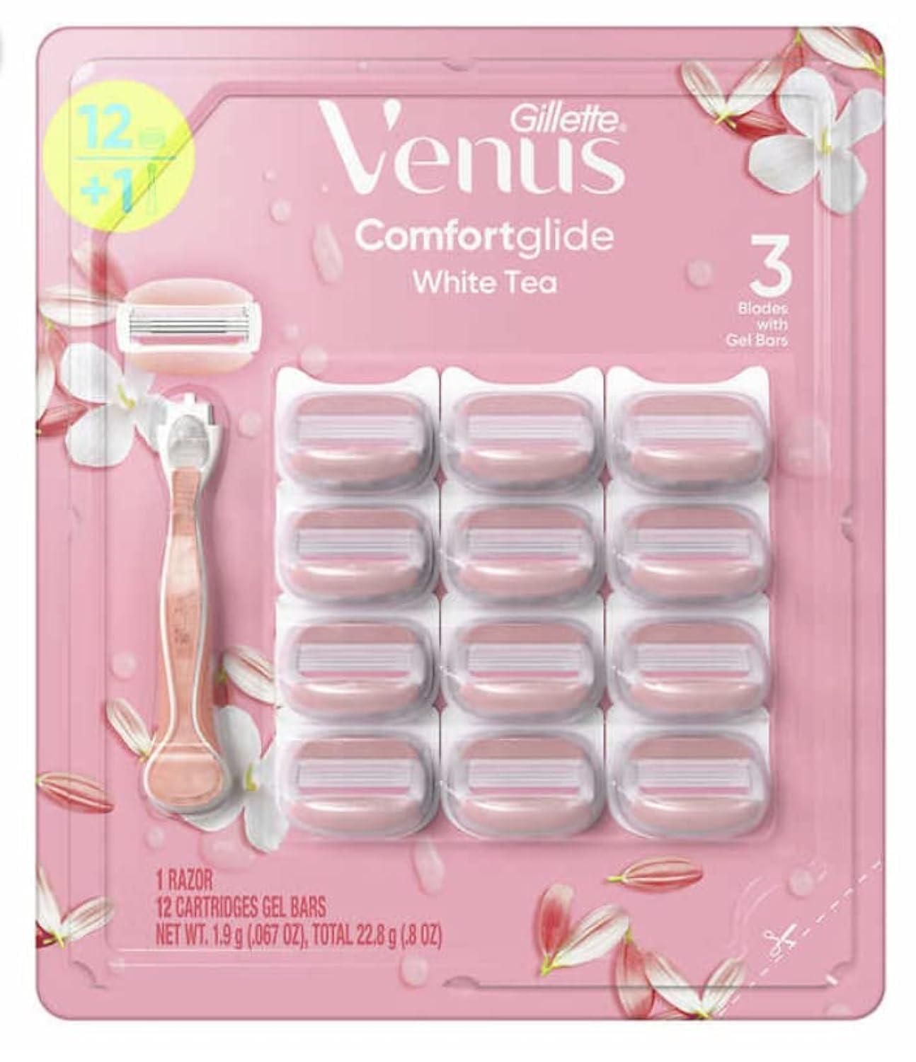 Venus Comfortglide Women'S Razor Handle + 12 Cartridges, White Tea