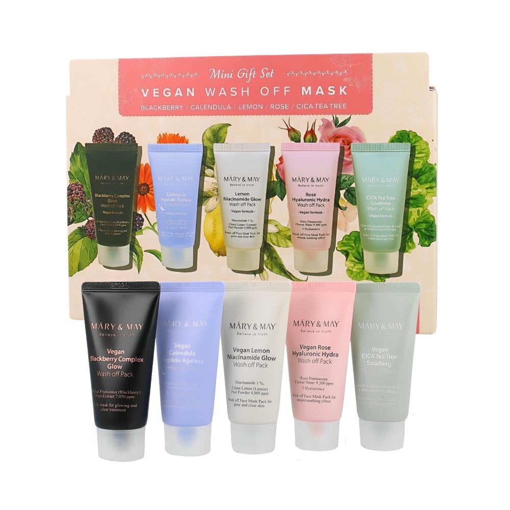 MARY MARY VEGAN WASH OFF MASK KIT OF 4 WITH HANDLE SILICON BRUSH