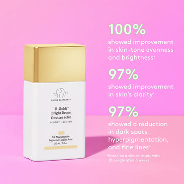 Drunk Elephant B-Goldi Bright Drops - 1 Fl Oz - Illuminates Skin & Fades Hyperpigmentation With 5% Niacinamide & Diglucosyl Gallic Acid