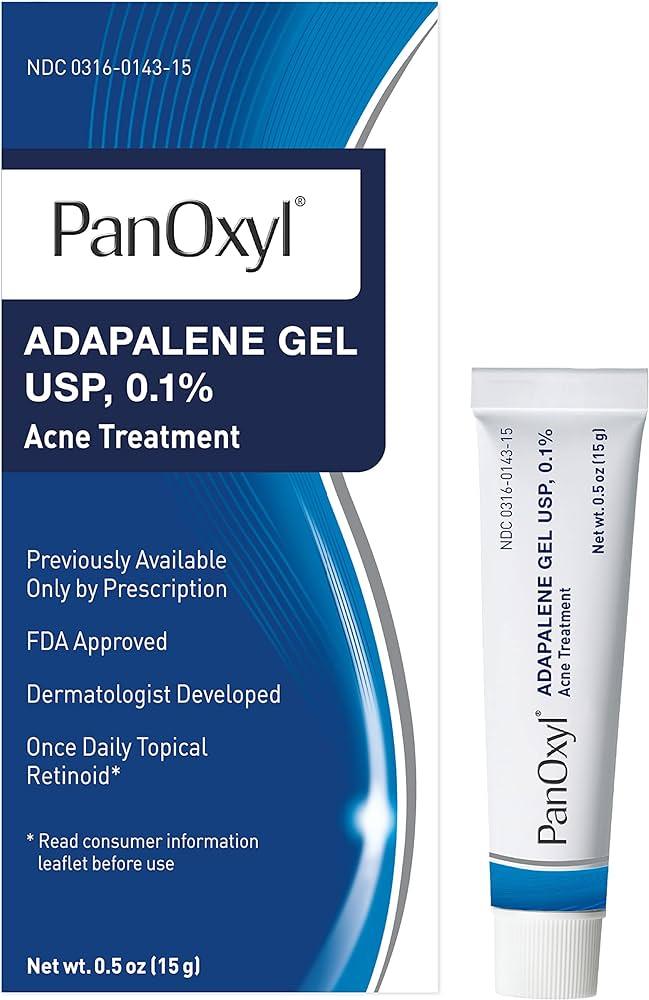 Panoxyl Adapalene 0.1% Leave-On Gel, 30 Day Supply, Retinoid Gel Acne Treatment, Acne Prone Skin