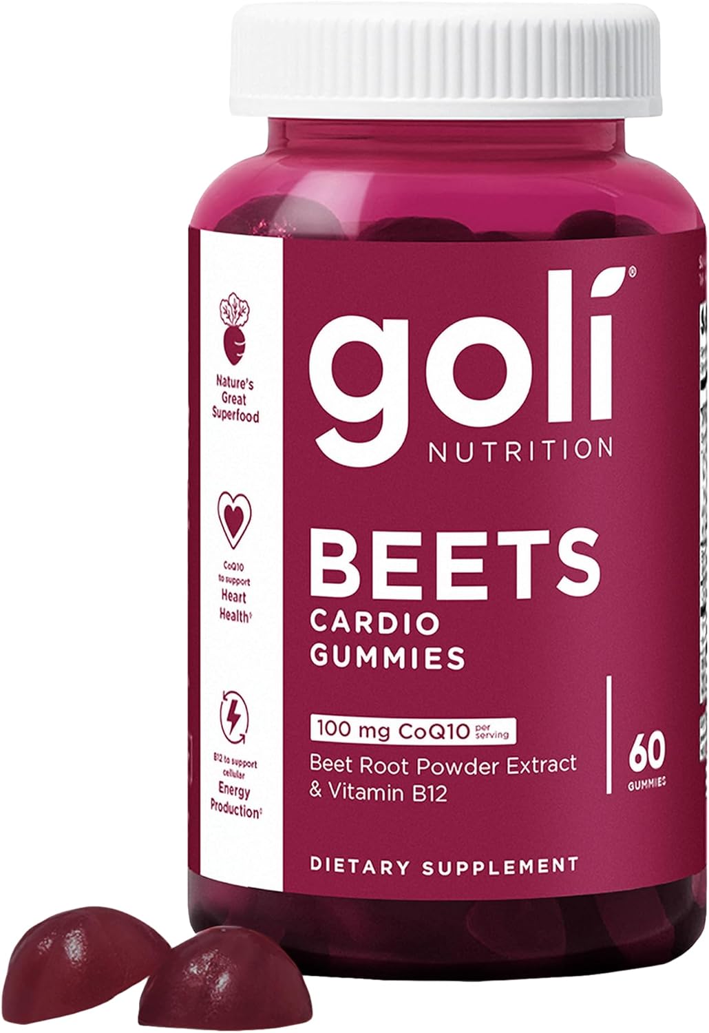 GOLI NUTRITION BEETS CARDIO GUMMIES BEET ROOT POWDER EXTRACT & VITAMIN B 12