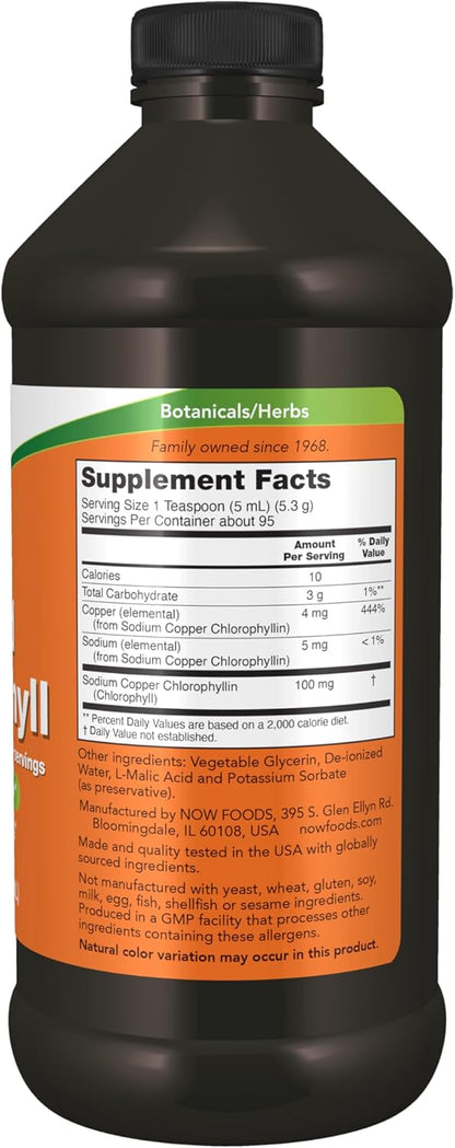 NOW Foods Supplements, Unflavored Chlorophyll Liquid, 100 mg per Teaspoon