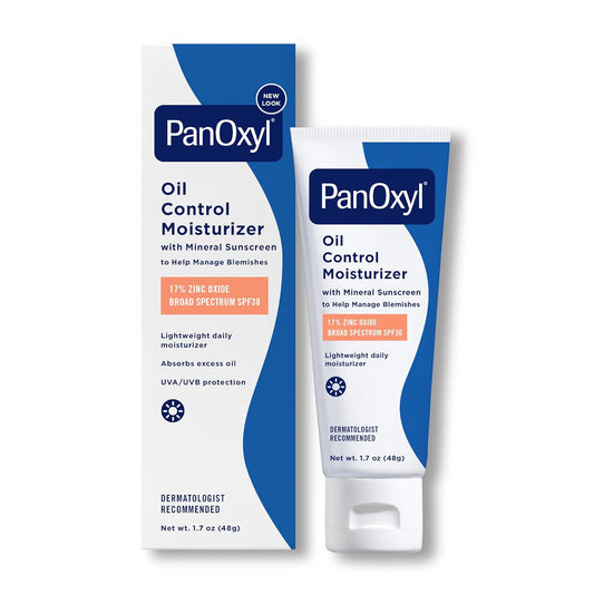 PanOxyl AM Oil Control Moisturizer, NEW Sheer Formula, Absorbs Excess Oil and Reduces Shine, with Mineral Sunscreen for Acne Prone and Oily And All Skin Tones