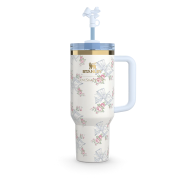 STANLEY 1913 X LOVESHACKFANCY QUENCHER TUMBLER WITH HANDLE (HOLIDAY COLLECTION BLUE)