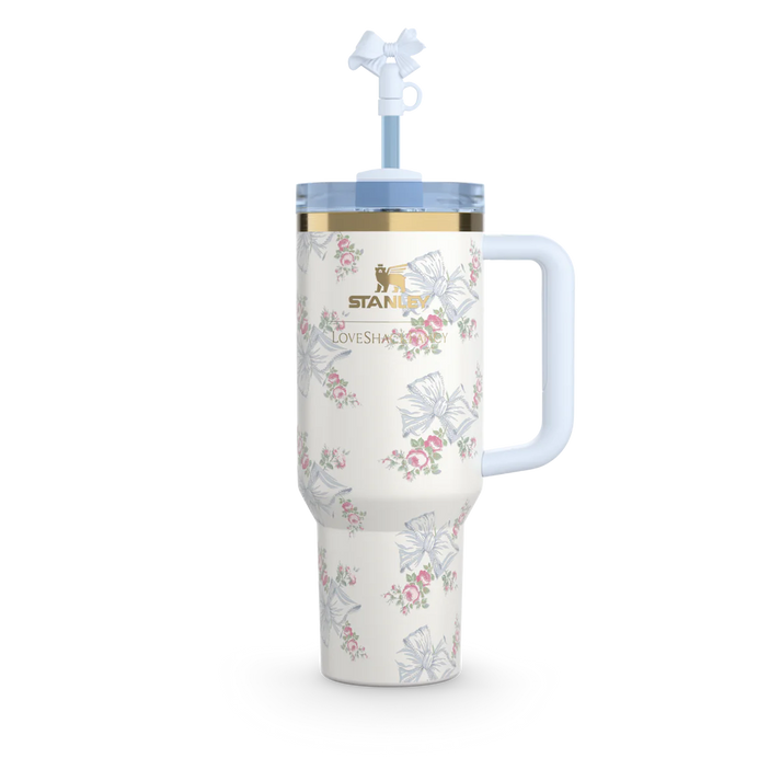STANLEY 1913 X LOVESHACKFANCY QUENCHER TUMBLER WITH HANDLE (HOLIDAY COLLECTION BLUE)