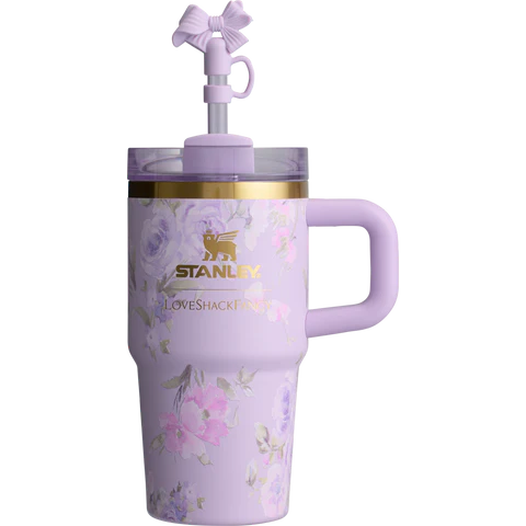 STANLEY 1913 X LOVESHACKFANCY QUENCHER TUMBLER WITH HANDLE (FLOWER  COLLECTION PURPLE)