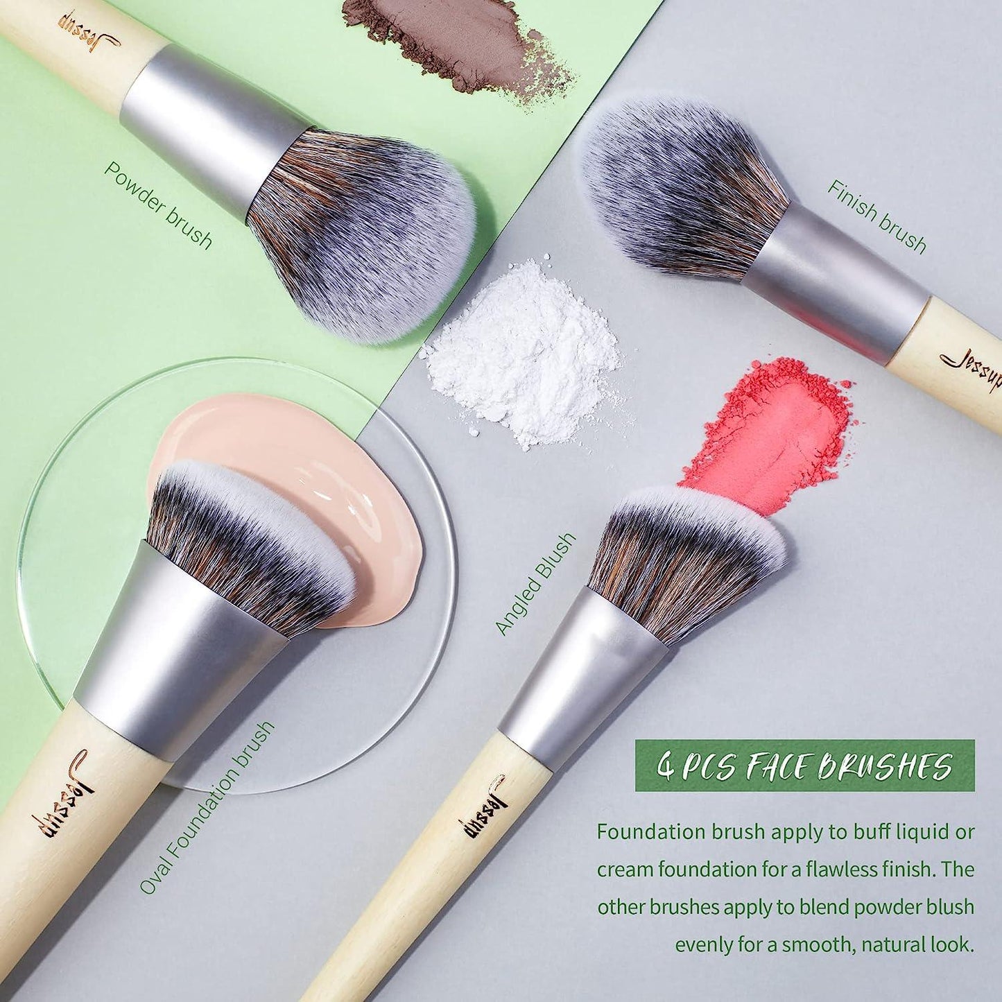 Jessup Vegan Makeup Brush Brush 12 Pieces