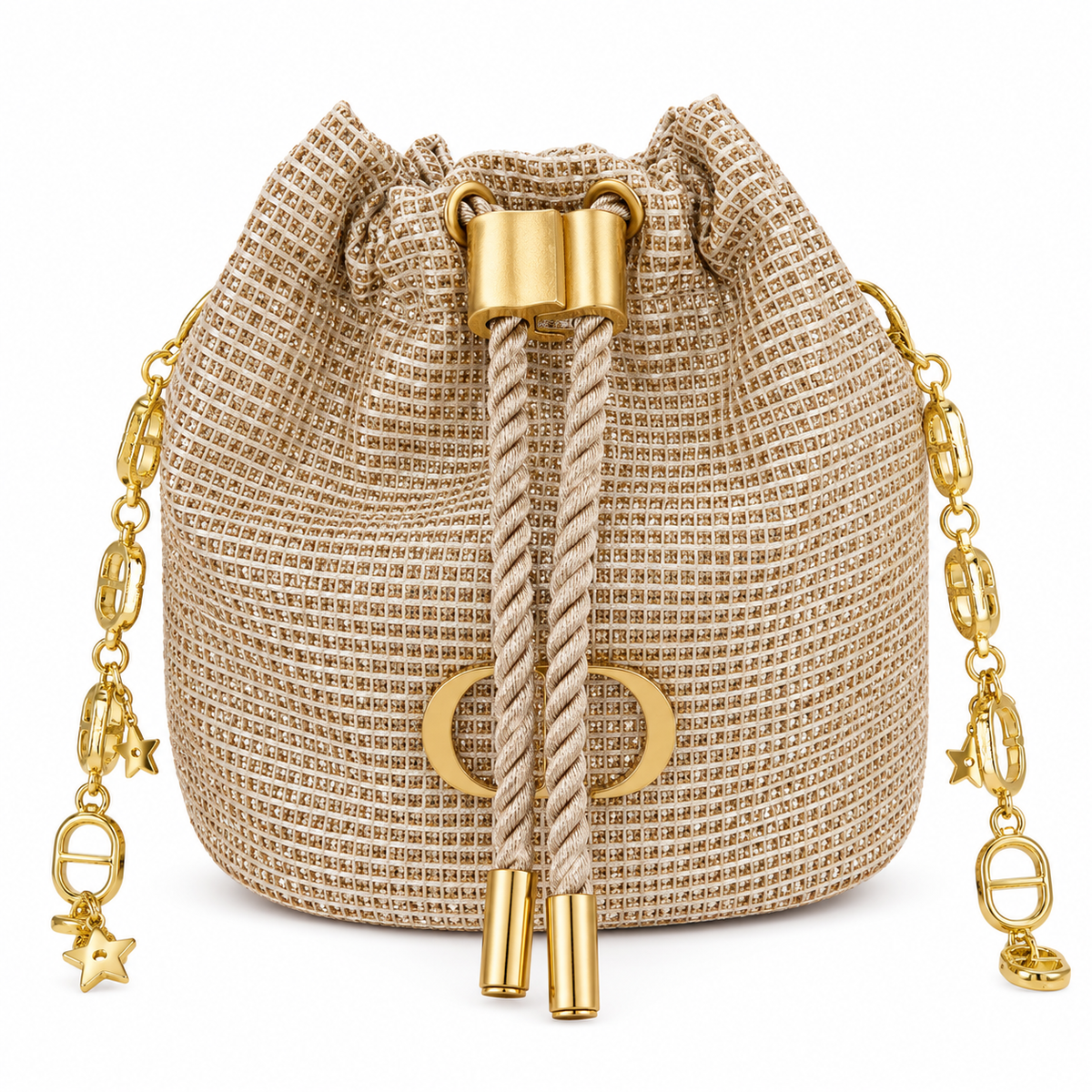 Christian  Dior Gold Bucket  Bag With  4 Mini