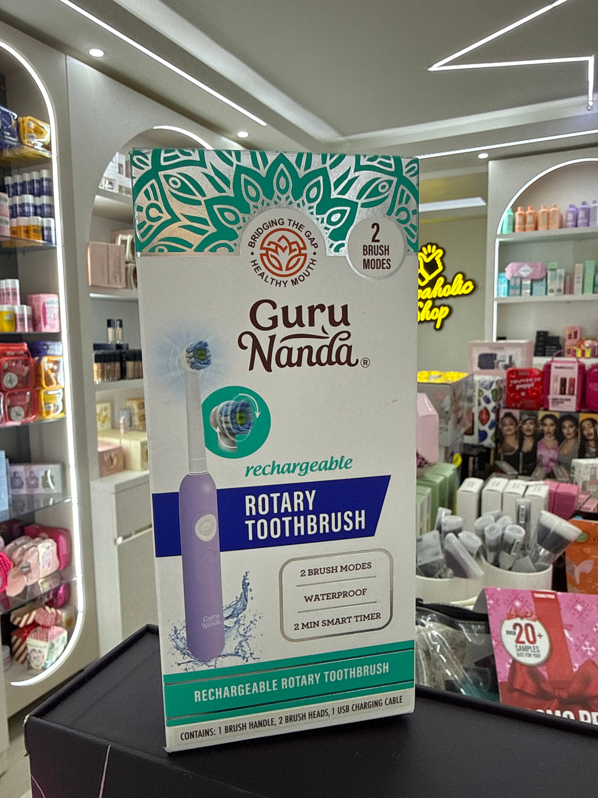 CURU NANDA RECHARGEABLE ROTARY TOOTHBRUSH WITH 2 BRUSH MODES + USB