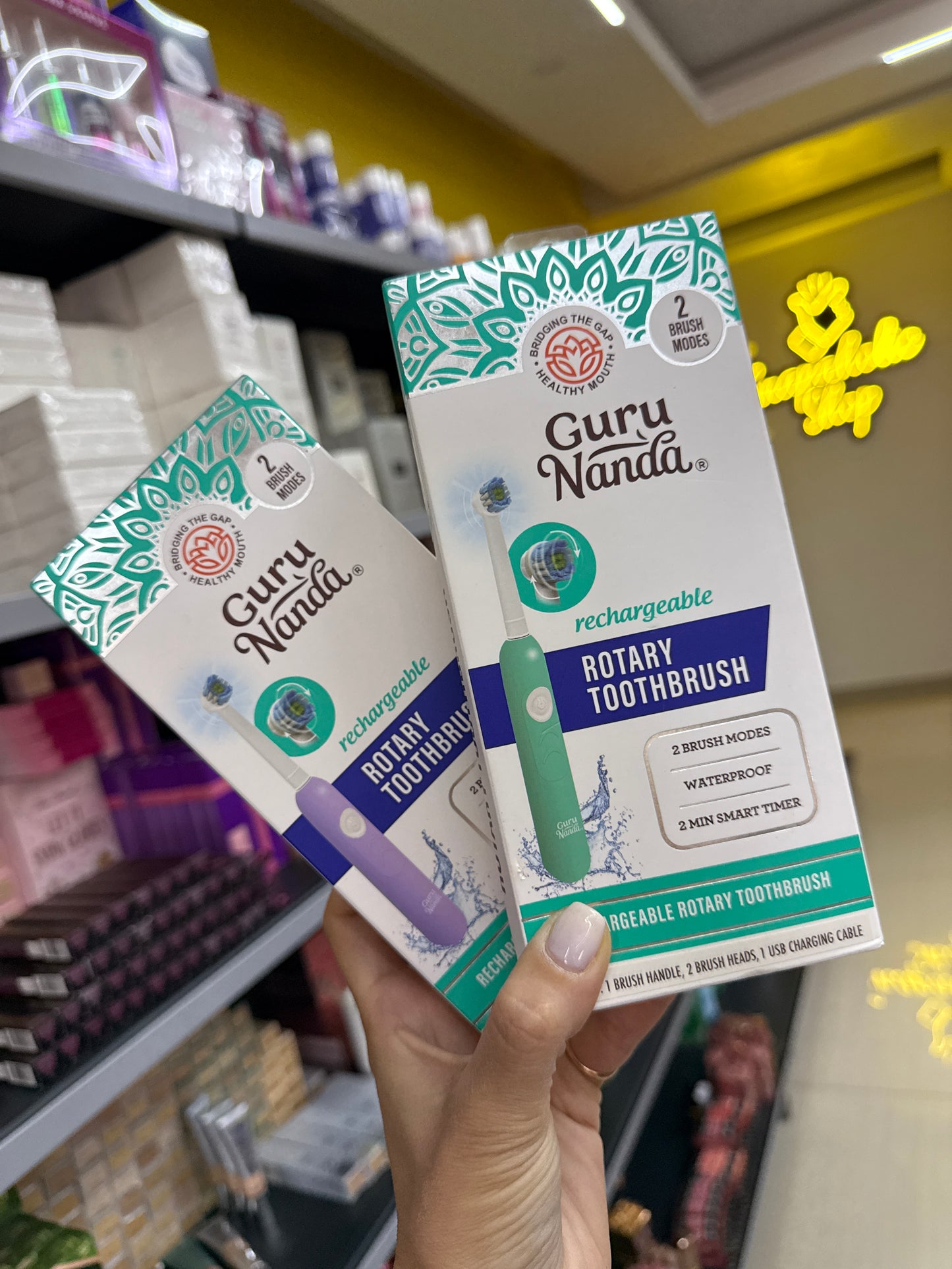 CURU NANDA RECHARGEABLE ROTARY TOOTHBRUSH WITH 2 BRUSH MODES + USB